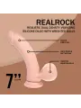 VIBRADOR RECARREGÁVEL COM TESTÍCULOS DUAL DENSITY  LIQUID SILICONE CURVED 7 /18 CM FLESH REALROCK