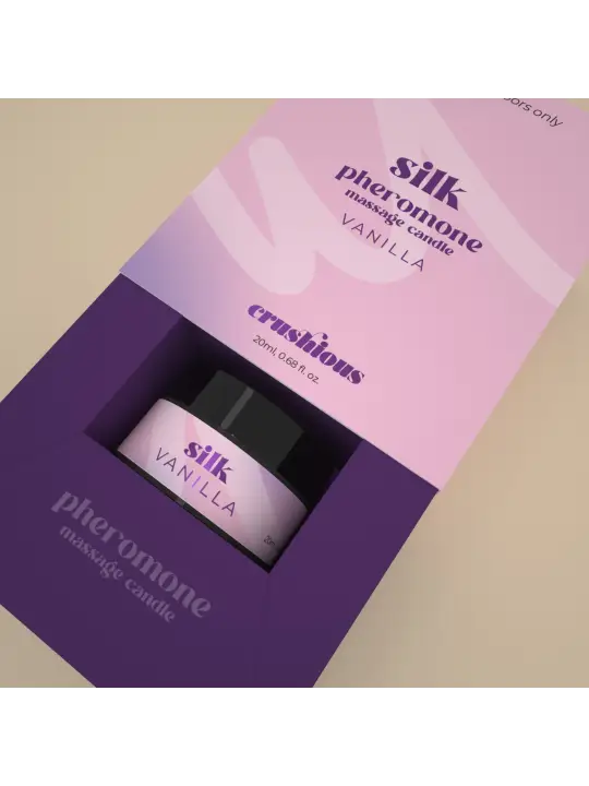 VELA DE MASSAGEM SILK COM FEROMONAS E AROMA A BAUNILHA 20ML CRUSHIOUS