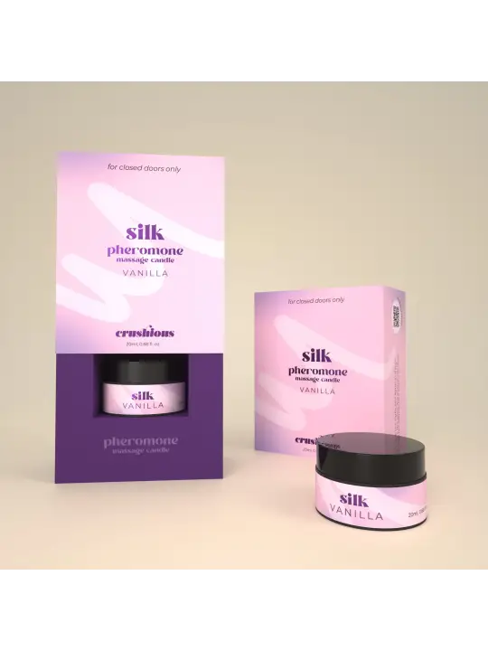 VELA DE MASSAGEM SILK COM FEROMONAS E AROMA A BAUNILHA 20ML CRUSHIOUS