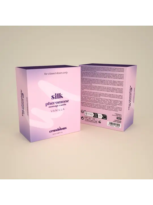 VELA DE MASSAGEM SILK COM FEROMONAS E AROMA A BAUNILHA 20ML CRUSHIOUS
