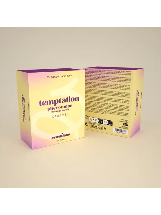 VELA DE MASSAGEM TEMPTATION COM FEROMONAS E AROMA DE CARAMELO 20ML CRUSHIOUS