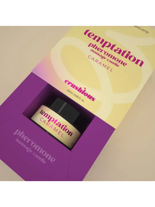 VELA DE MASSAGEM TEMPTATION COM FEROMONAS E AROMA DE CARAMELO 20ML CRUSHIOUS