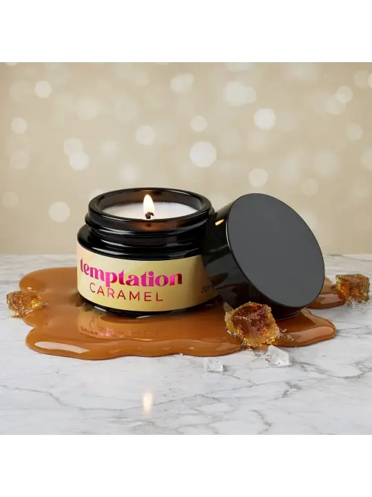 VELA DE MASSAGEM TEMPTATION COM FEROMONAS E AROMA DE CARAMELO 20ML CRUSHIOUS