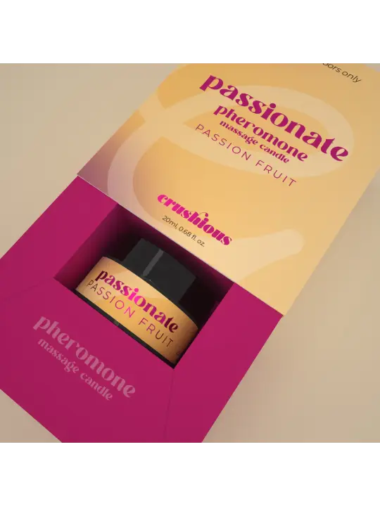 VELA DE MASSAGEM PASSIONATE COM FEROMONAS E AROMA A MARACUJÁ 20ML CRUSHIOUS