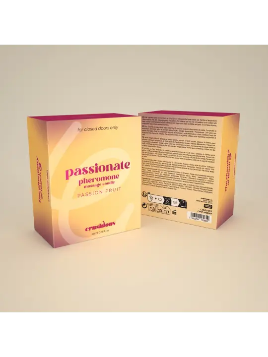 VELA DE MASSAGEM PASSIONATE COM FEROMONAS E AROMA A MARACUJÁ 20ML CRUSHIOUS