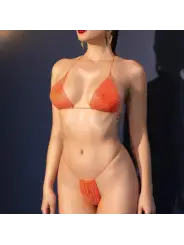 BIQUÍNI DE STRASS CR-4898 LARANJA CHILIROSE