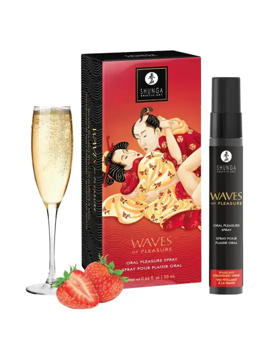 SPRAY PARA SEXO ORAL COM AROMA CHAMPANHE/MORANGO WAVES OF PLEASURE SHUNGA