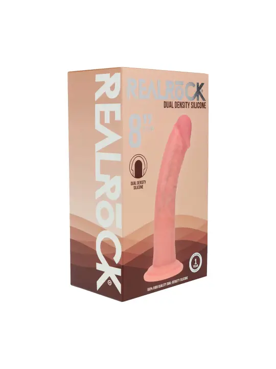 DUAL DENSITY SILICONE CURVED REALISTIC DILDO WITH SUCTION CUP - 8 / 20,5 CM - FLESH