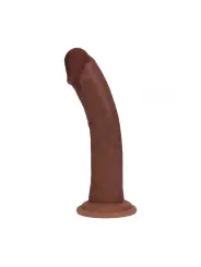 DUAL DENSITY SILICONE CURVED REALISTIC DILDO WITH SUCTION CUP - 8 / 20,5 CM - BROWN