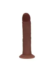 DUAL DENSITY SILICONE CURVED REALISTIC DILDO WITH SUCTION CUP - 8 / 20,5 CM - BROWN