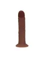 DUAL DENSITY SILICONE CURVED REALISTIC DILDO WITH SUCTION CUP - 8 / 20,5 CM - BROWN