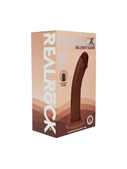 DUAL DENSITY SILICONE CURVED REALISTIC DILDO WITH SUCTION CUP - 8 / 20,5 CM - BROWN
