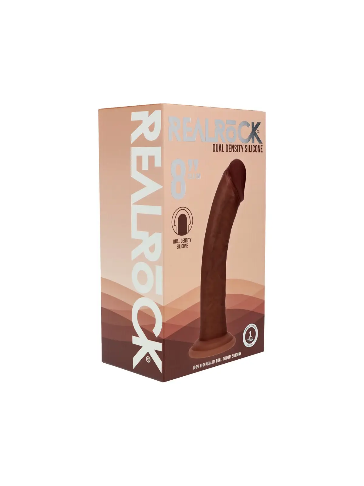 DUAL DENSITY SILICONE CURVED REALISTIC DILDO WITH SUCTION CUP - 8 / 20,5 CM - BROWN