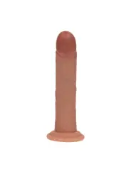DUAL DENSITY SILICONE CURVED REALISTIC DILDO WITH SUCTION CUP - 7 / 18,5 CM - TAN