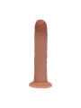 DUAL DENSITY SILICONE CURVED REALISTIC DILDO WITH SUCTION CUP - 7 / 18,5 CM - TAN