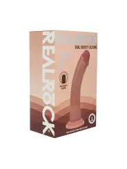 DUAL DENSITY SILICONE CURVED REALISTIC DILDO WITH SUCTION CUP - 7 / 18,5 CM - TAN