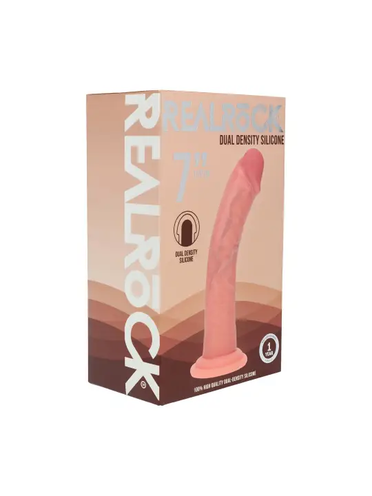 DUAL DENSITY SILICONE CURVED REALISTIC DILDO WITH SUCTION CUP - 7 / 18,5 CM - FLESH