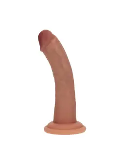 DUAL DENSITY SILICONE CURVED REALISTIC DILDO WITH SUCTION CUP - 6 / 15,5 CM - TAN