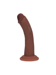DUAL DENSITY SILICONE CURVED REALISTIC DILDO WITH SUCTION CUP - 6 / 15,5 CM - BROWN