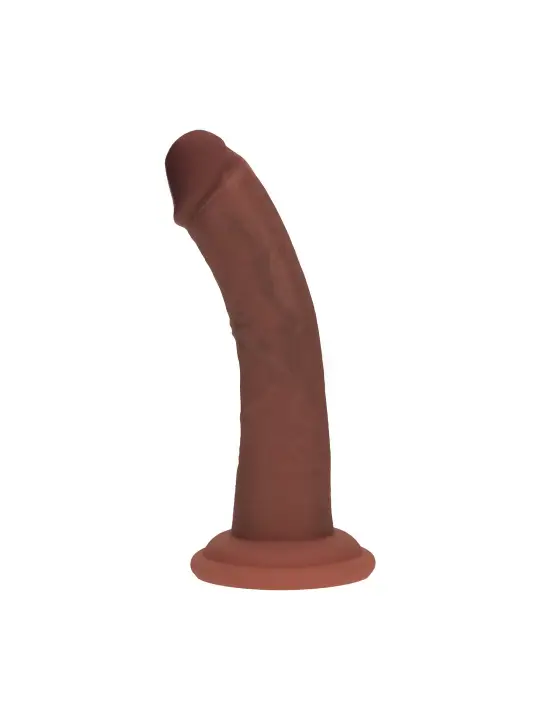 DUAL DENSITY SILICONE CURVED REALISTIC DILDO WITH SUCTION CUP - 6 / 15,5 CM - BROWN