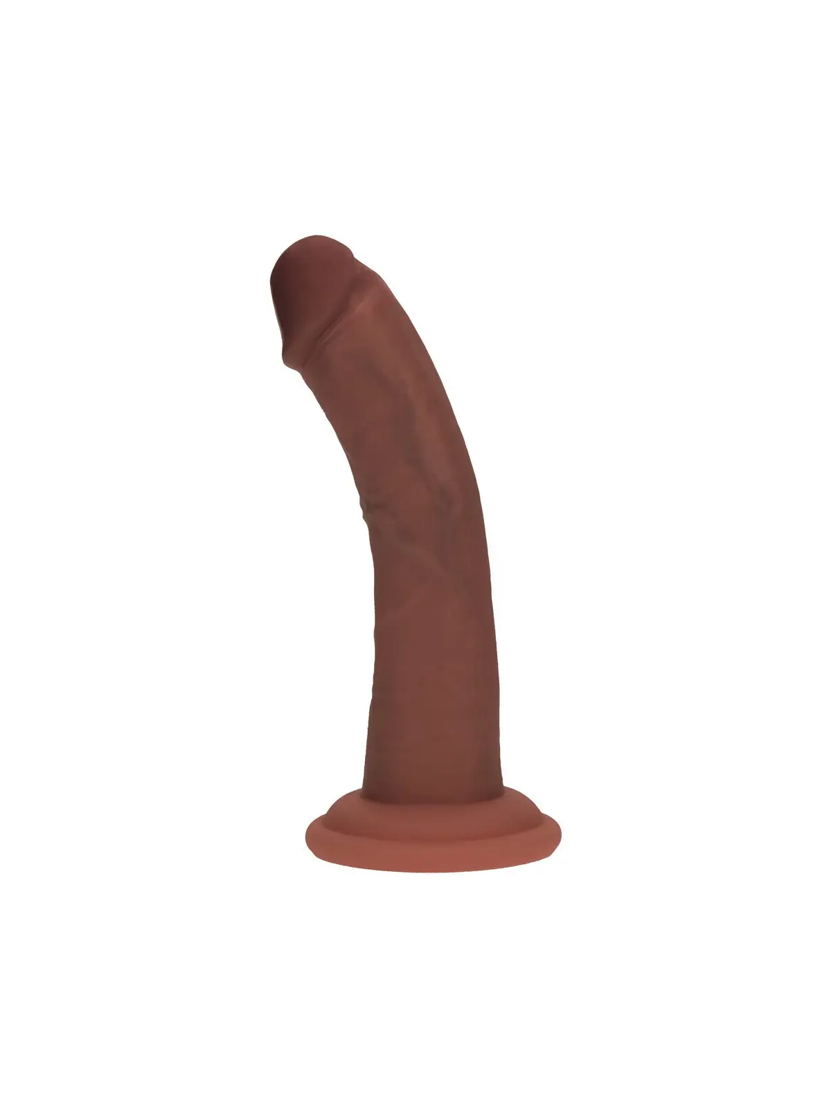 DUAL DENSITY SILICONE CURVED REALISTIC DILDO WITH SUCTION CUP - 6 / 15,5 CM - BROWN
