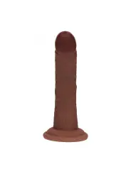 DUAL DENSITY SILICONE CURVED REALISTIC DILDO WITH SUCTION CUP - 6 / 15,5 CM - BROWN