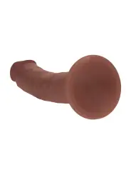 DUAL DENSITY SILICONE CURVED REALISTIC DILDO WITH SUCTION CUP - 6 / 15,5 CM - BROWN