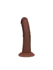 DUAL DENSITY SILICONE CURVED REALISTIC DILDO WITH SUCTION CUP - 6 / 15,5 CM - BROWN