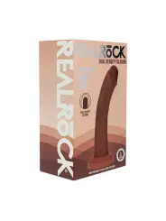 DUAL DENSITY SILICONE CURVED REALISTIC DILDO WITH SUCTION CUP - 6 / 15,5 CM - BROWN