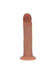DUAL DENSITY SILICONE CURVED REALISTIC DILDO WITH SUCTION CUP - 8 / 20,5 CM - TAN