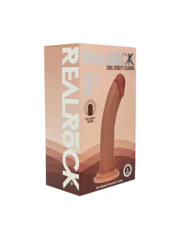 DUAL DENSITY SILICONE CURVED REALISTIC DILDO WITH SUCTION CUP - 8 / 20,5 CM - TAN