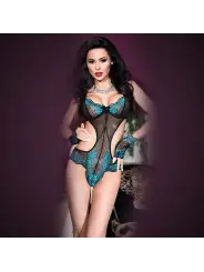 BODY EM RENDA CR-4212 PRETO E AZUL