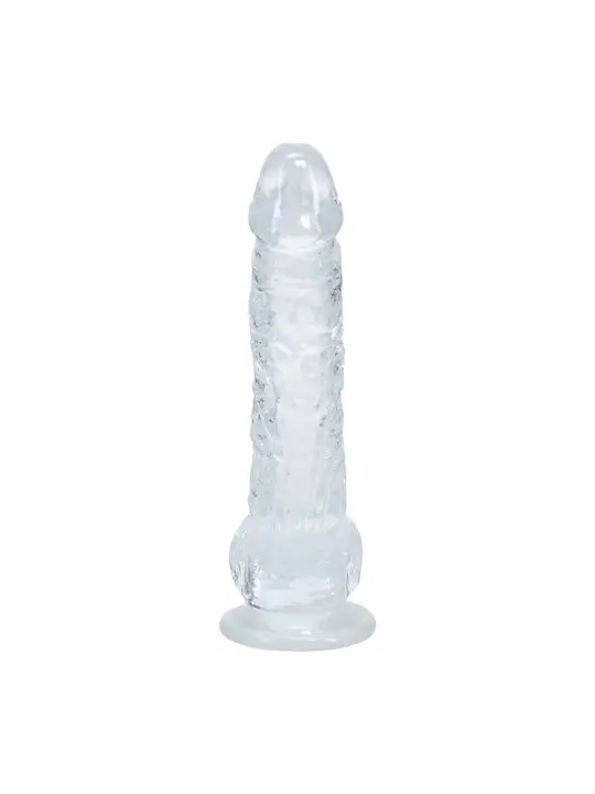 DILDO REALISTA COM TESTÍCULOS 5 /12.7 CM TRANSPARENTE REAL ROCK 
