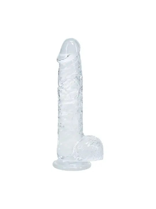 DILDO REALISTA COM TESTÍCULOS 5 /12.7 CM TRANSPARENTE REAL ROCK 