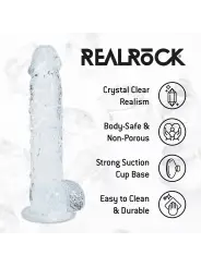 DILDO REALISTA COM TESTÍCULOS 5 /12.7 CM TRANSPARENTE REAL ROCK 