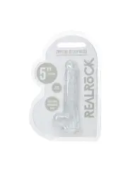 DILDO REALISTA COM TESTÍCULOS 5 /12.7 CM TRANSPARENTE REAL ROCK 