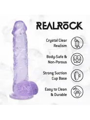 DILDO REALISTA COM TESTÍCULOS 5 /12.7 CM ROXO REAL ROCK 