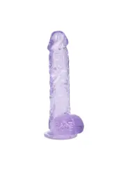 DILDO REALISTA COM TESTÍCULOS 5 /12.7 CM ROXO REAL ROCK 