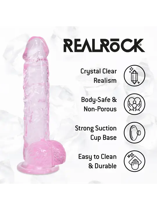 DILDO REALISTA COM TESTÍCULOS 5 /12.7 CM ROSA REAL ROCK