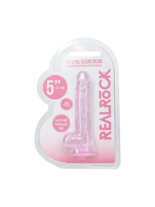 DILDO REALISTA COM TESTÍCULOS 5 /12.7 CM ROSA REAL ROCK