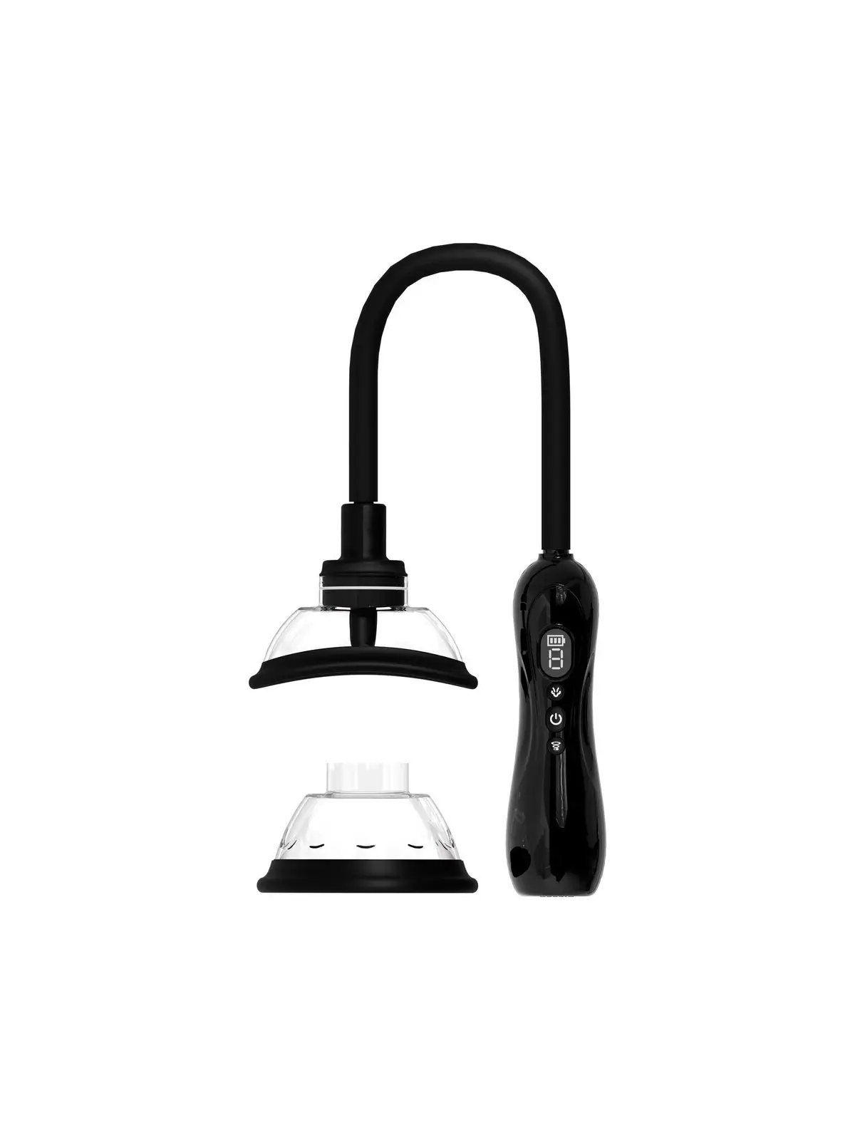 AUTOMATIC VAGINA AND BREAST PUMP WITH ROTATING AND VIBRATING TONGUE - BLACK