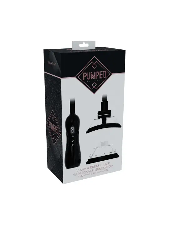 AUTOMATIC VAGINA AND BREAST PUMP WITH ROTATING AND VIBRATING TONGUE - BLACK