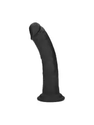 DUAL DENSITY SILICONE CURVED REALISTIC DILDO WITH SUCTION CUP - 7 / 18,5 CM - BLACK