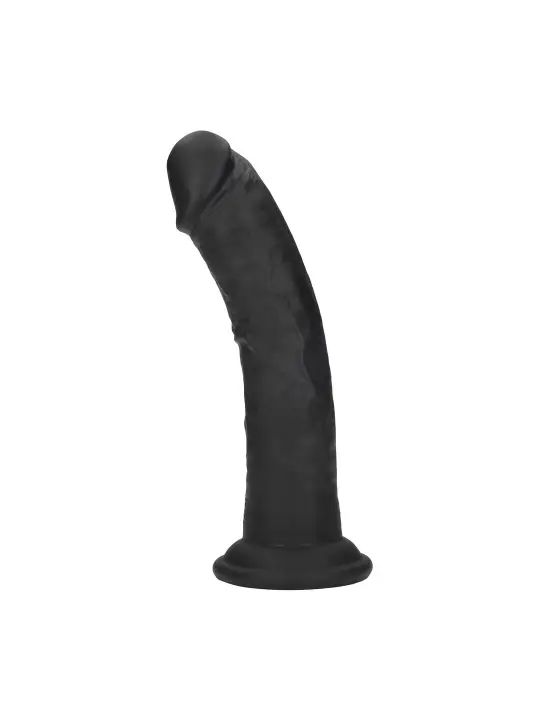 DUAL DENSITY SILICONE CURVED REALISTIC DILDO WITH SUCTION CUP - 7 / 18,5 CM - BLACK