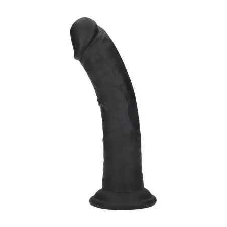DUAL DENSITY SILICONE CURVED REALISTIC DILDO WITH SUCTION CUP - 7 / 18,5 CM - BLACK
