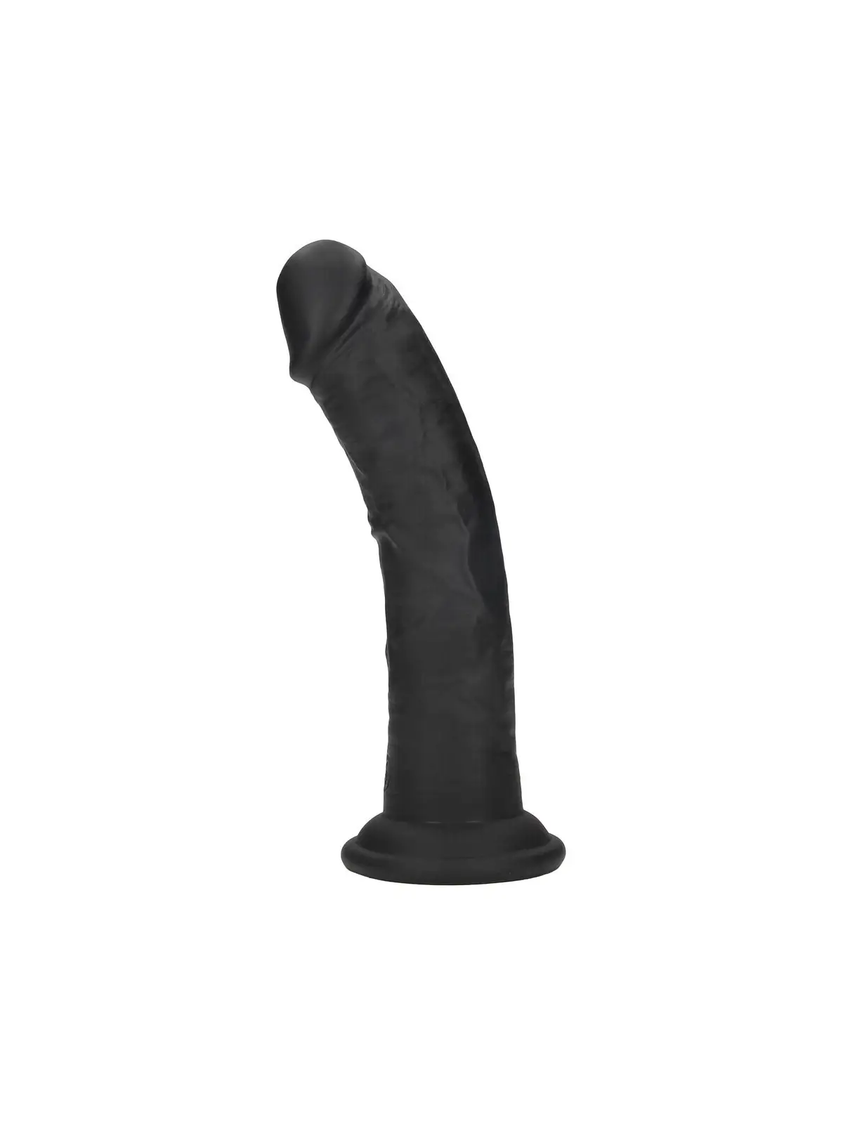 DUAL DENSITY SILICONE CURVED REALISTIC DILDO WITH SUCTION CUP - 7 / 18,5 CM - BLACK