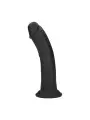 DUAL DENSITY SILICONE CURVED REALISTIC DILDO WITH SUCTION CUP - 7 / 18,5 CM - BLACK