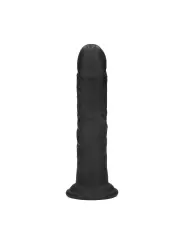 DUAL DENSITY SILICONE CURVED REALISTIC DILDO WITH SUCTION CUP - 7 / 18,5 CM - BLACK