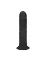 DUAL DENSITY SILICONE CURVED REALISTIC DILDO WITH SUCTION CUP - 7 / 18,5 CM - BLACK