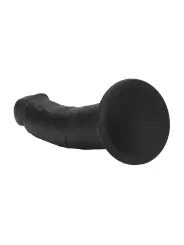 DUAL DENSITY SILICONE CURVED REALISTIC DILDO WITH SUCTION CUP - 7 / 18,5 CM - BLACK